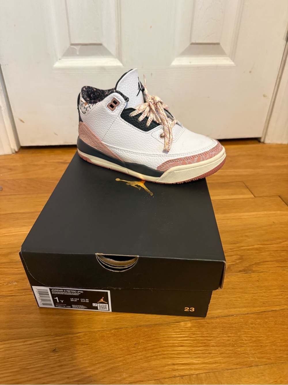 Jordan Kids' White and Pink High-Top Sneakers
